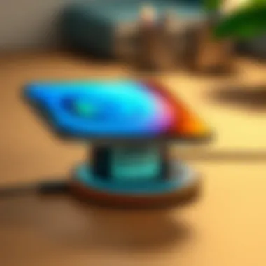 Close-up of wireless charging technology displaying efficiency