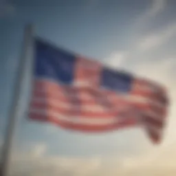 American flag fluttering in the wind