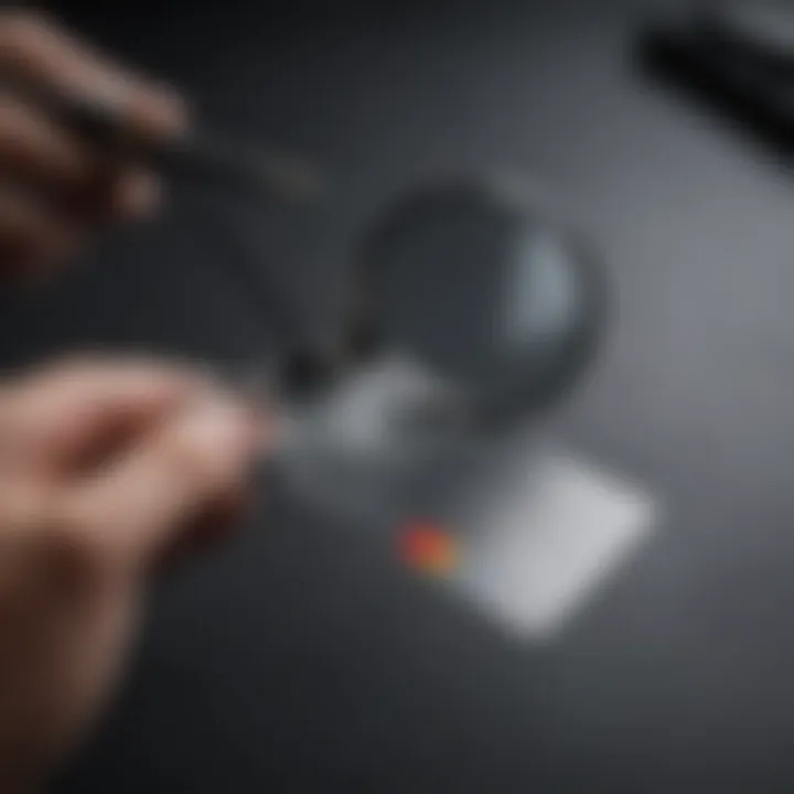 Apple Card with a magnifying glass focusing on details