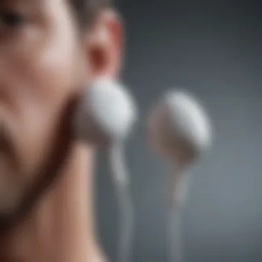 Close-up view of the new Apple earbuds showcasing innovative design