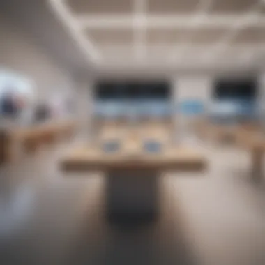 Sleek Apple Store interior with iPhone display