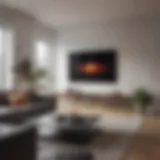 Modern living room with Apple TV on display