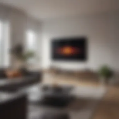 Modern living room with Apple TV on display