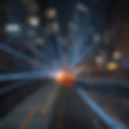 High-speed fiber optic cables linked to a network hub.