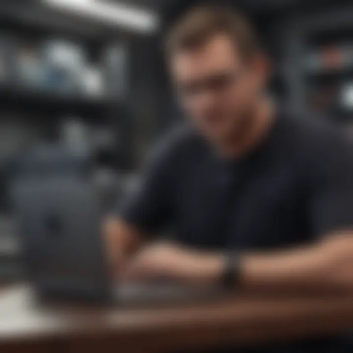 Authorized service provider working on a MacBook Pro