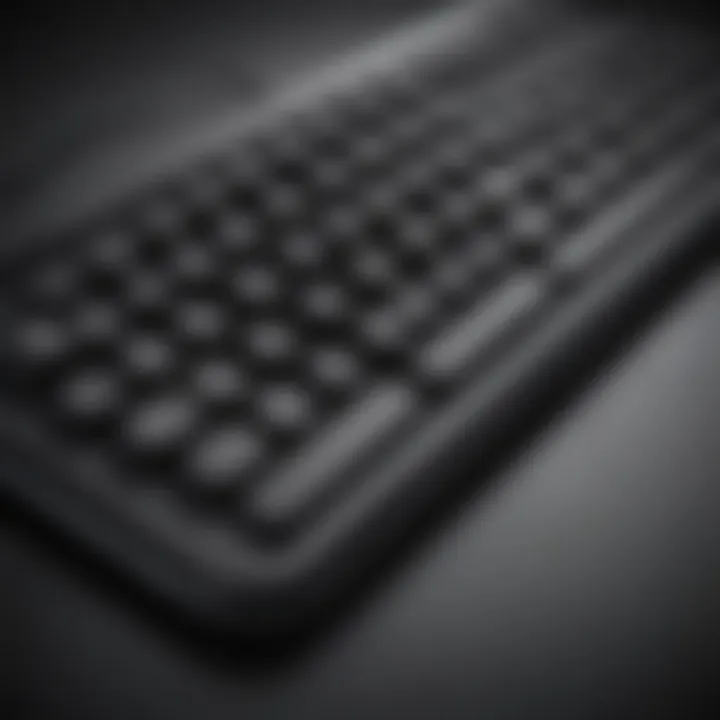 Close-up of the ergonomic layout and key features of the Black Magic Keyboard