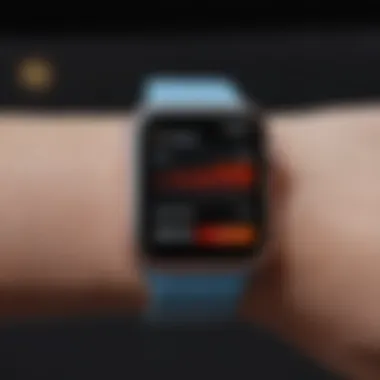 Calorie Tracking Dashboard on Apple Watch Visual representation of Apple Watch calorie tracking dashboard