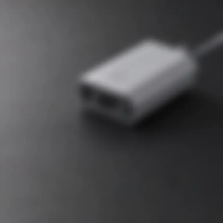 Close-up of a USB-C charging port on an iPhone 13