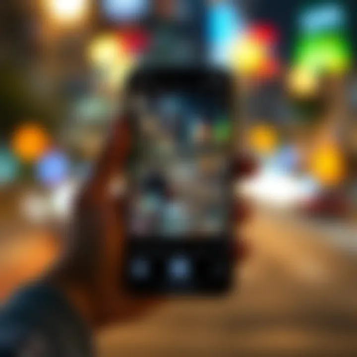 Collage of combined images on an iPhone screen