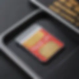 Close-up view of iPhone SIM card tray