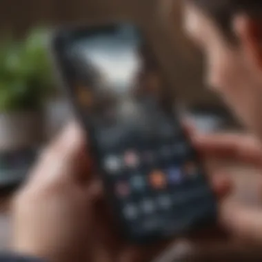 Personalized User Experience User interacting with a personalized iPhone home screen featuring widgets