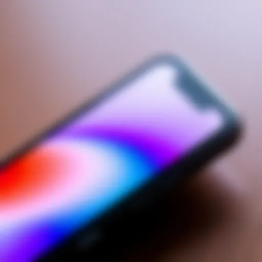 Close-up view of a refurbished iPhone with a vibrant screen