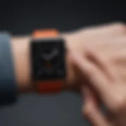 Detailed view of the latest Apple Watch model showcasing its sleek design and vibrant display.