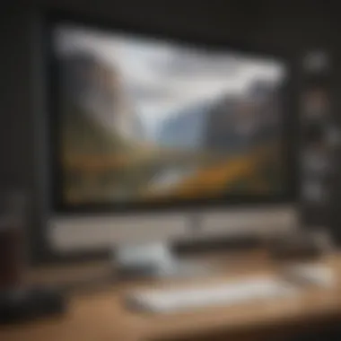 Seamless Transition: Mac Desktop with Windows Installation Sleek Mac desktop displaying Windows installation process