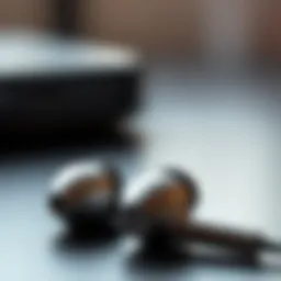Close-up of high-quality earbuds compatible with Apple devices