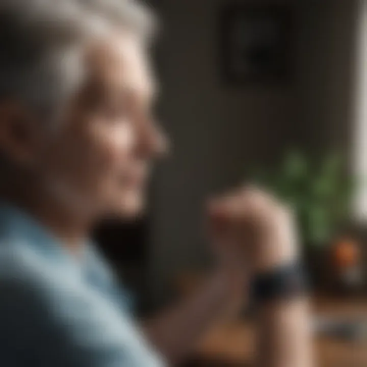 Elderly person wearing Apple Watch for health monitoring