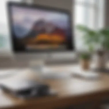 Sleek and Sophisticated MacBook Plus Displayed on Desk Elegant MacBook Plus on desk