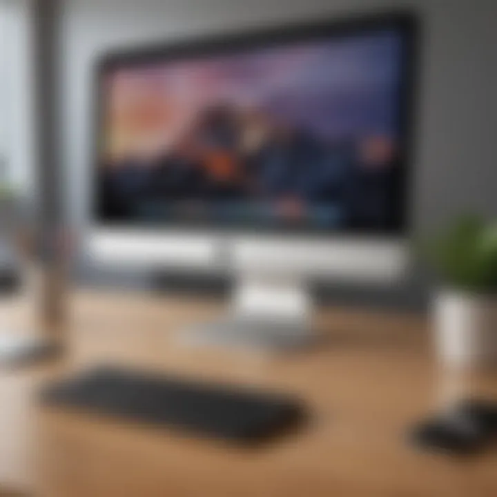 Minimalist and space-saving desk stand for MacBook Pro