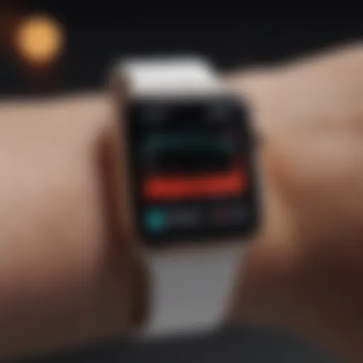 A sleek Apple Watch displaying various health metrics