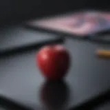 A close-up of an Apple Pencil on a digital drawing tablet.