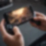 An advanced gaming controller paired with a mobile device showcasing a popular game in action