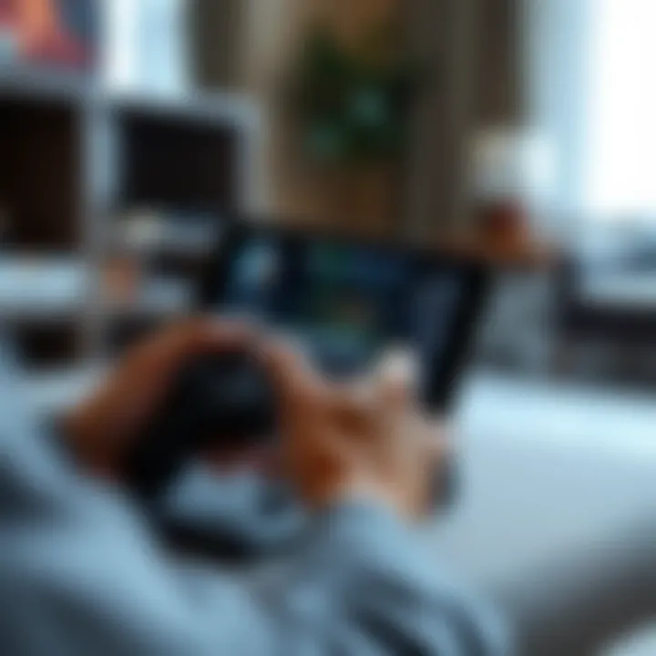 User navigating iPad games with Bluetooth controller