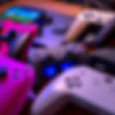 Close-up of various Bluetooth controllers compatible with iPad