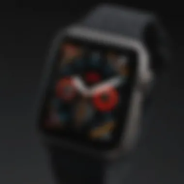 Close-up view of a customizable Apple Watch face highlighting personalization options.