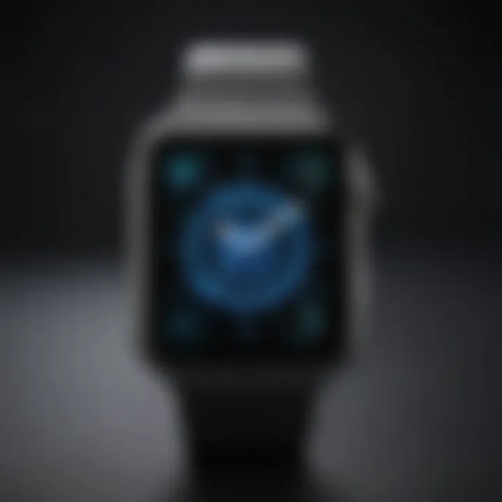 Futuristic Apple Watch face with holographic interface