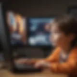 Young child engaged in interactive learning on a computer