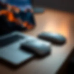 Elegant Bluetooth mouse paired with MacBook Air