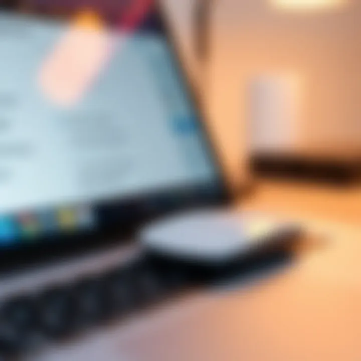 Configuring Settings: Optimizing Bluetooth Mouse Performance Close-up of Bluetooth mouse settings on MacBook Air