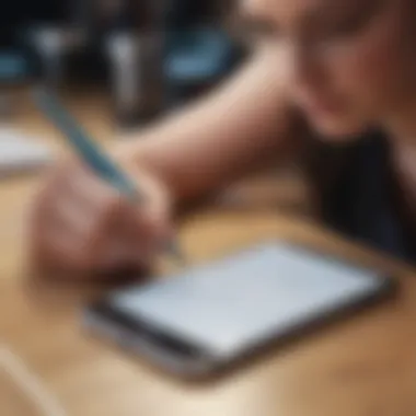 Enhancing Note-Taking with Stylus on iPhone Stylus interaction with an iPhone interface showcasing note-taking features