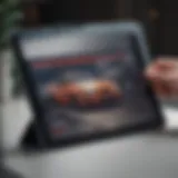 Close-up of an iPad Air with a paper screen protector