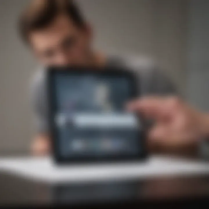 Installation of the paper screen protector on an iPad Air