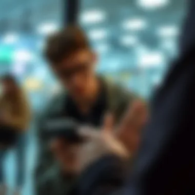 User interacting with the iPhone, highlighting practical usage