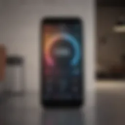 Visual representation of a smartphone displaying a temperature app interface