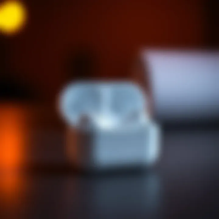 AirPods Pro: Premium Audio Experience A sleek AirPods Pro case with earbuds visible, symbolizing premium audio technology.