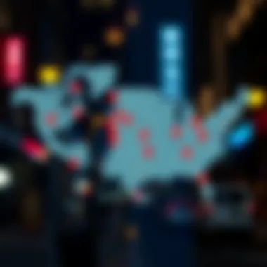 Mapping Same-Day Delivery Options A digital map showing various delivery locations, emphasizing service reach.