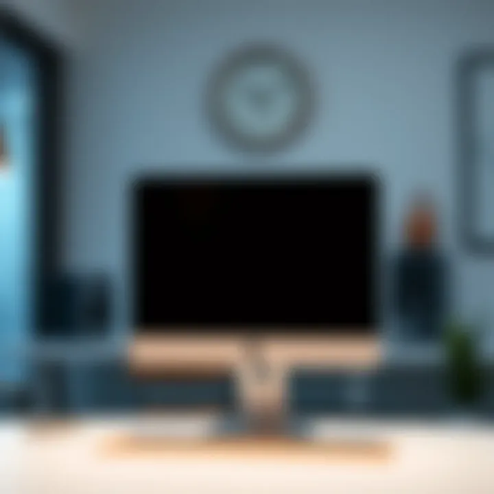 Elegant workspace featuring a small monitor