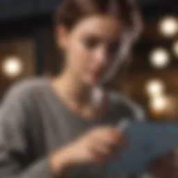 A student utilizing an iPad for studying