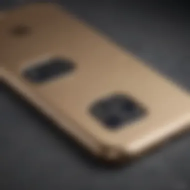 Sleek Design of the iPhone Pro Gold Close-up view of the Apple iPhone Pro Gold showcasing its sleek design and premium finish
