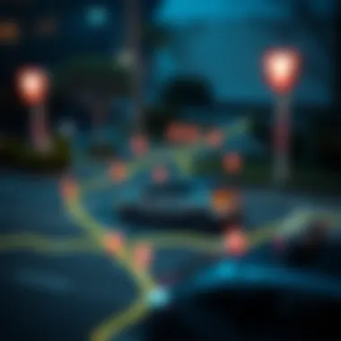 Map showing charging station locations for electric vehicles