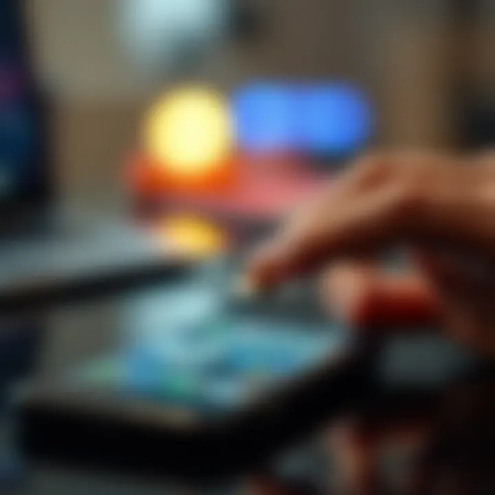 User accessing files on an iPhone thumb drive