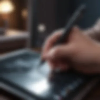 Creating Digital Art with the iPad Pen Close-up of the iPad Pen in use on a digital drawing.