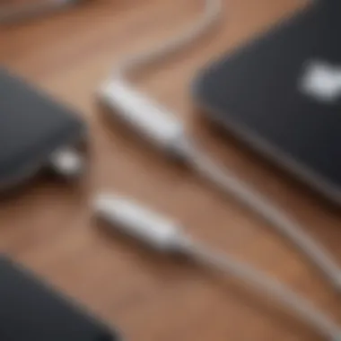 Visual representation of various Apple devices connected via USB-C adapter