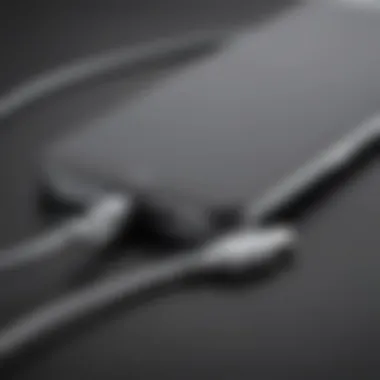 Close-up view of the iPhone USB-C adapter showcasing its sleek design