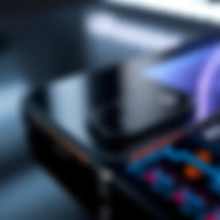 Close-Up of Display Technology Close-up view of iPhone features focusing on large display technology