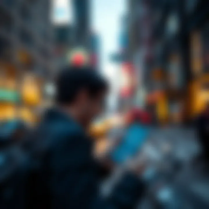 User Interaction in Urban Landscape User interaction with a large screen iPhone on a city street