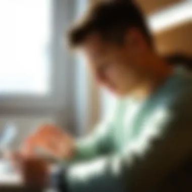 User interacting with an Apple device featuring a magnetic paper-like screen protector in a bright environment